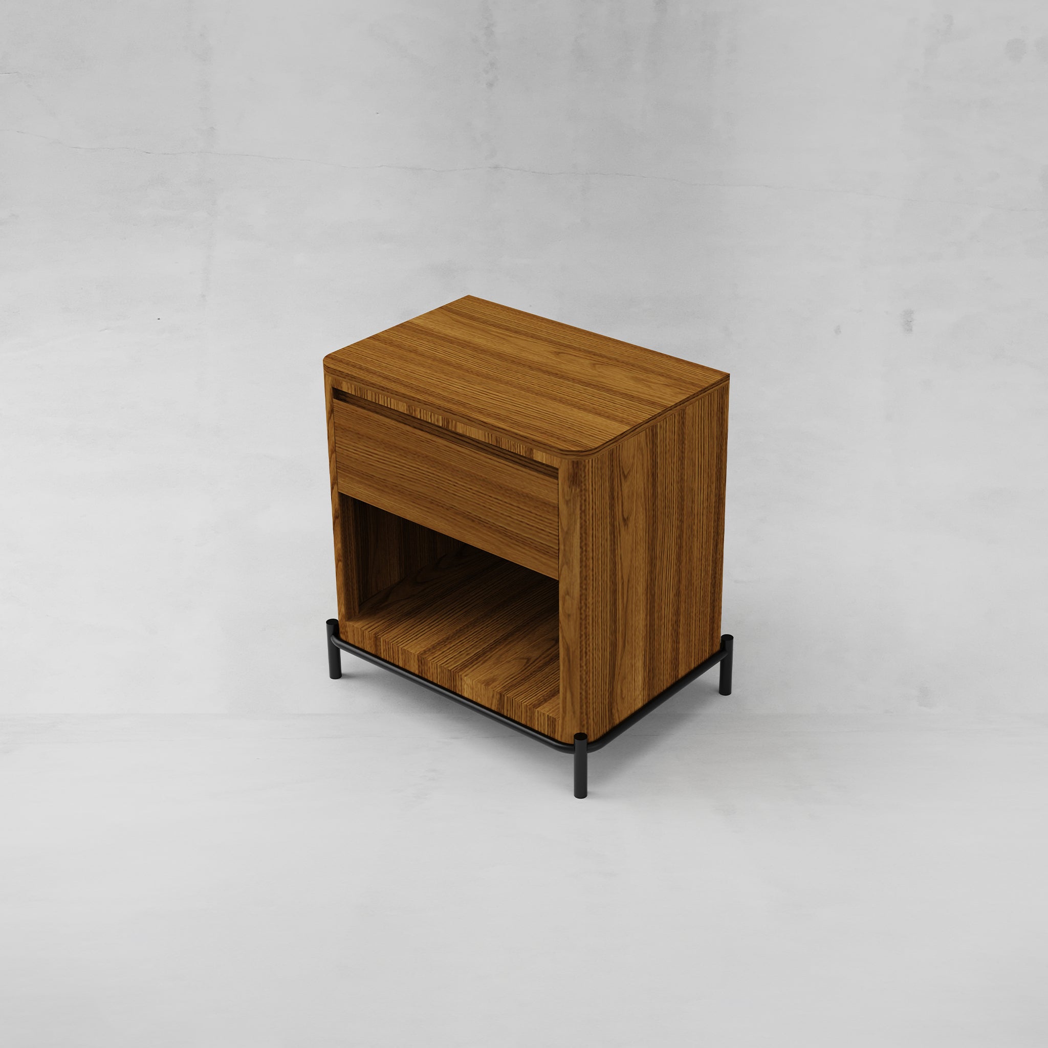 CUR-010A1 Buró Curvo con Cubierta de Madera y Base Metálica