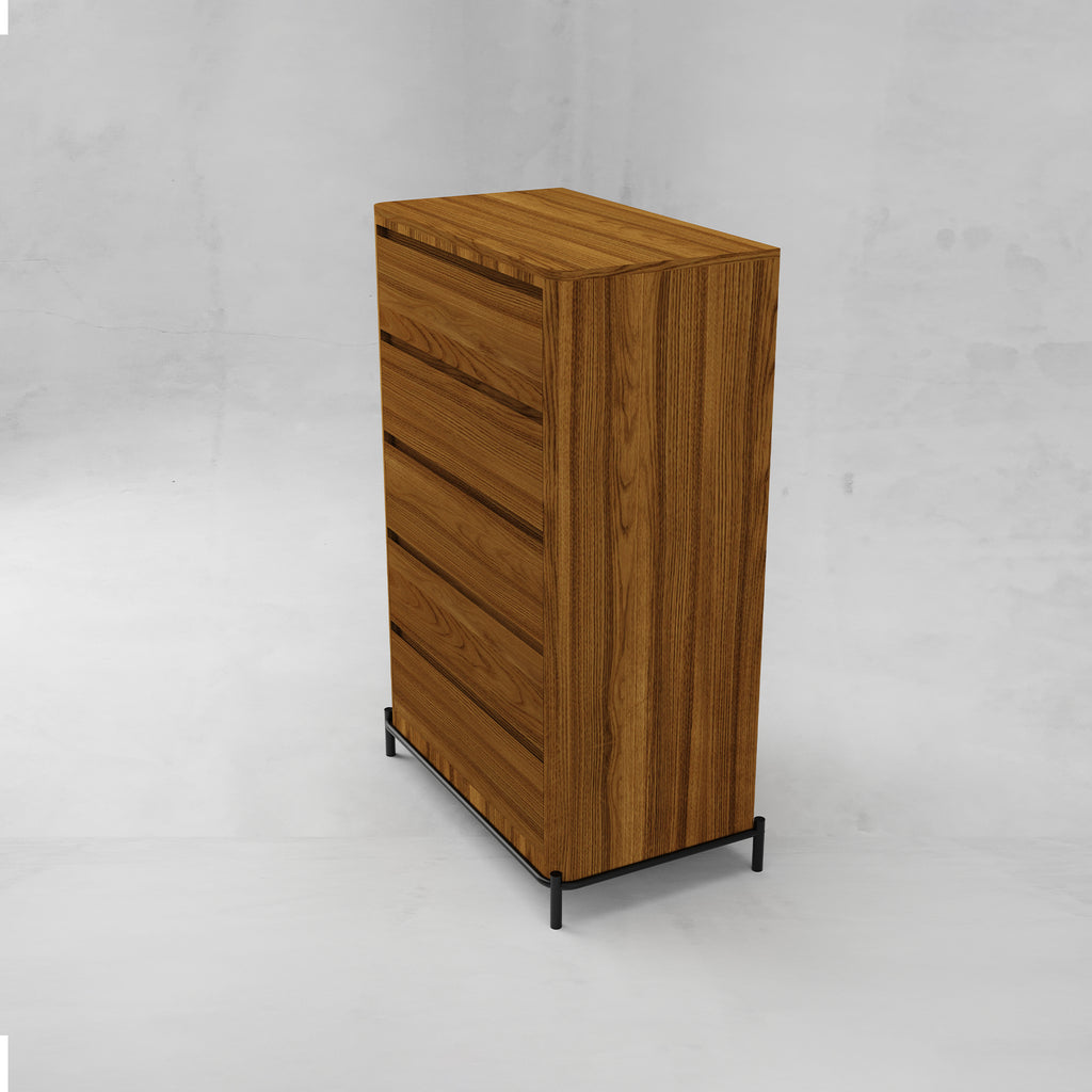 CUR-014A1 Cajonera Alta Curva con Cubierta de Madera y Base Metálica