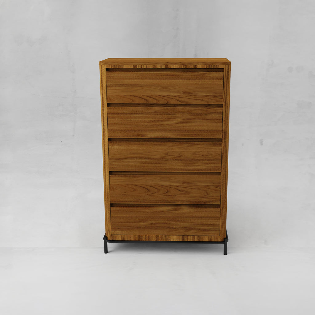 CUR-014A1 Cajonera Alta Curva con Cubierta de Madera y Base Metálica