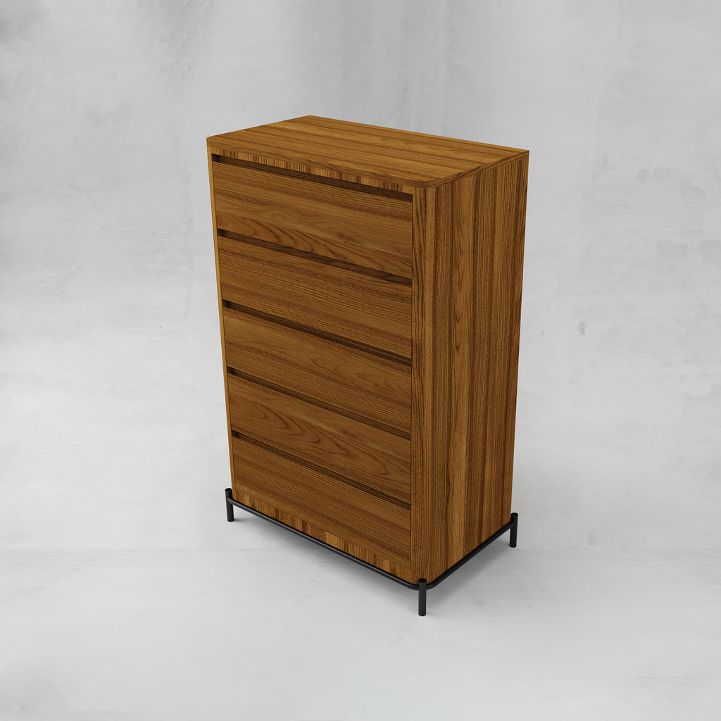 CUR-014A1 Cajonera Alta Curva con Cubierta de Madera y Base Metálica