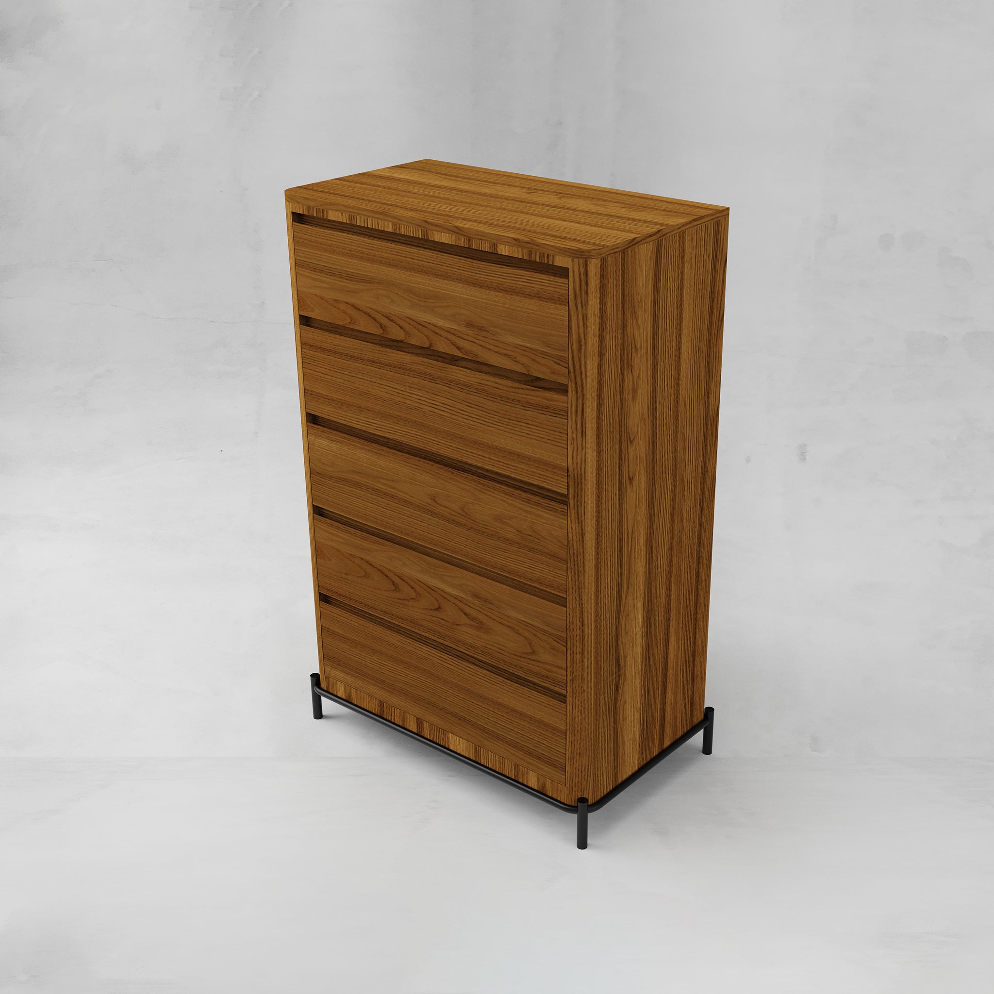 CUR-014A1 Cajonera Alta Curva con Cubierta de Madera y Base Metálica