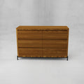 CUR-015A1 Comoda Baja Curva con Cubierta de Madera Y Base Metálica