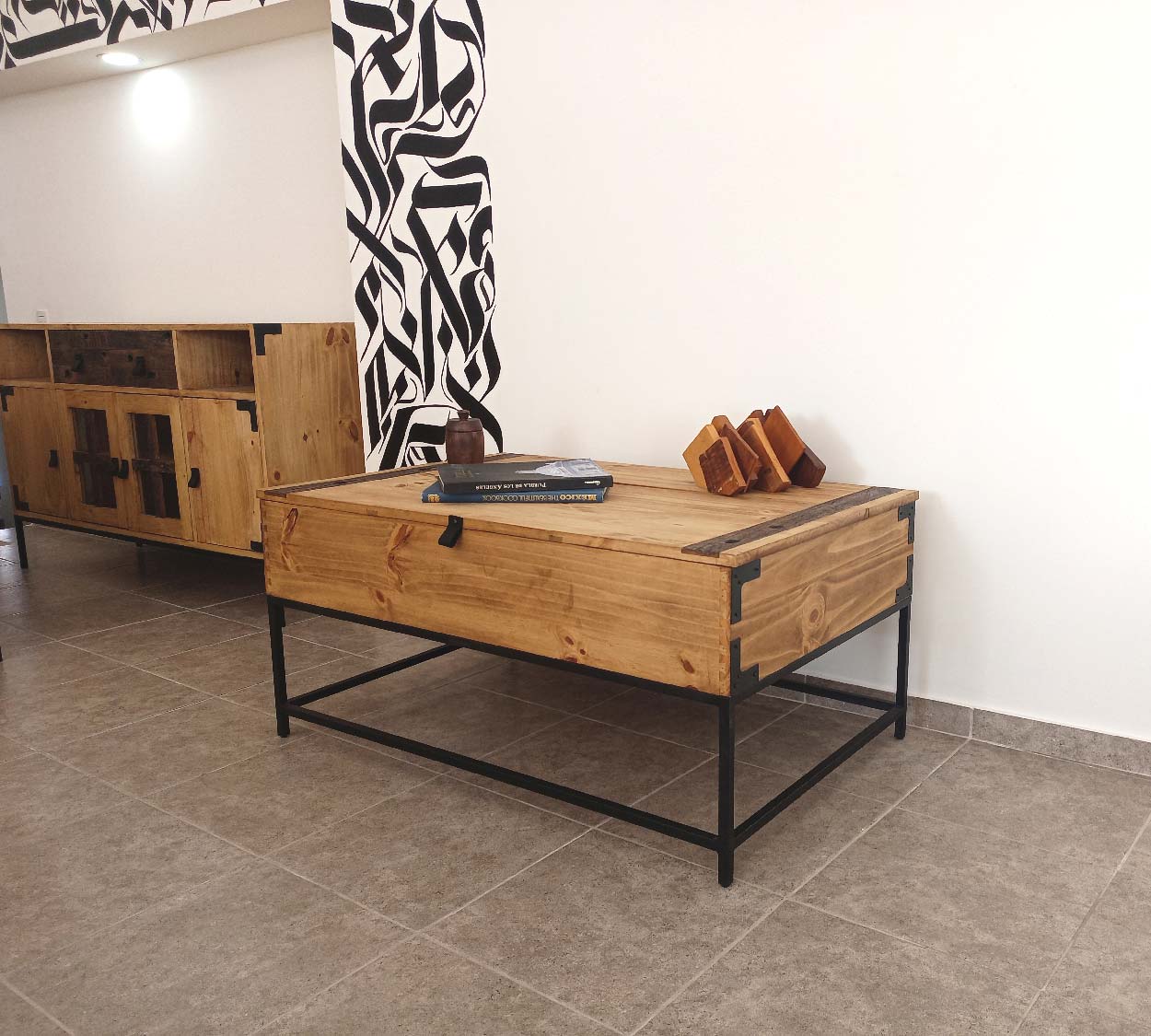 Mesa de Centro Rectangular con Almacenamiento Urban Rustic